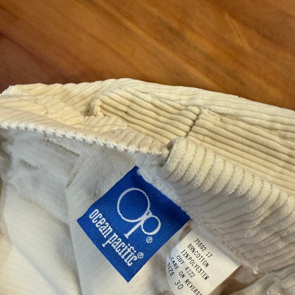 Vintage 80s 70s OP Mens Shorts 30 Cotton Corduroy Beach Longriders Cream M23 - Picture 4 of 5